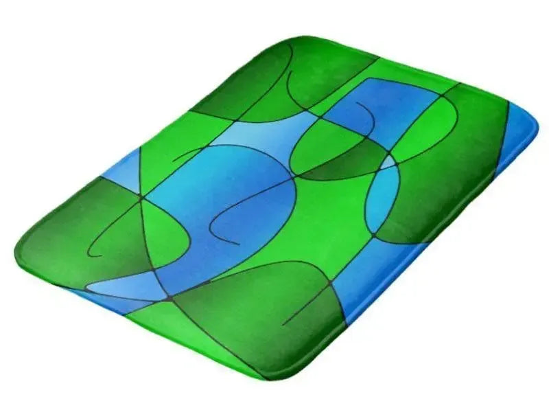 Bath Mats-ABSTRACT CURVES #1 Bath Mats-Greens & Light Blues-from COLORADDICTED.COM-