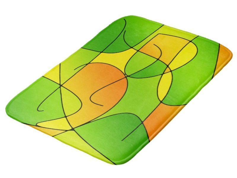 Bath Mats-ABSTRACT CURVES #1 Bath Mats-Greens &amp; Oranges &amp; Yellows-from COLORADDICTED.COM-
