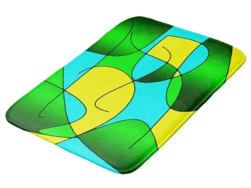 Bath Mats-ABSTRACT CURVES #1 Bath Mats-Greens & Yellows & Light Blues-from COLORADDICTED.COM-