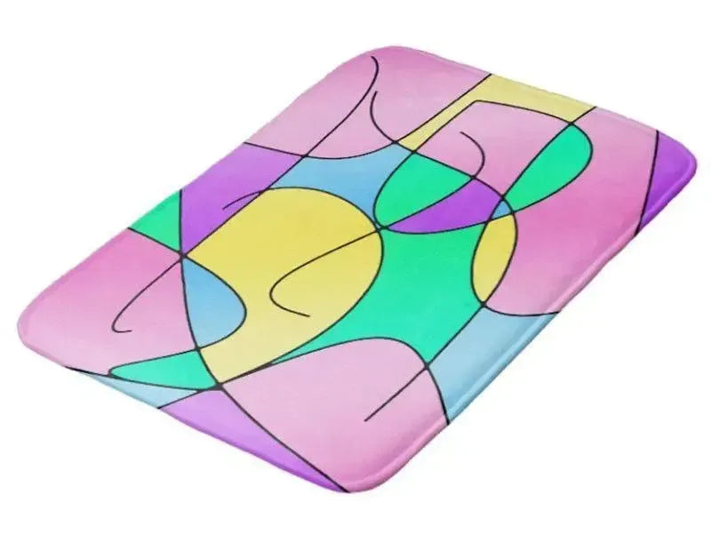 Bath Mats-ABSTRACT CURVES #1 Bath Mats-Multicolor Light-from COLORADDICTED.COM-