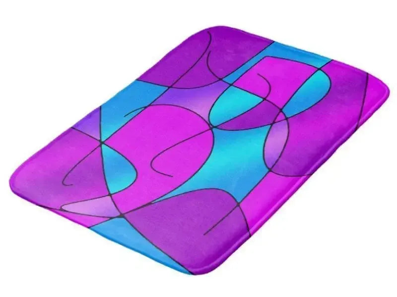 Bath Mats-ABSTRACT CURVES #1 Bath Mats-Purples & Fuchsias & Magentas & Turquoises-from COLORADDICTED.COM-