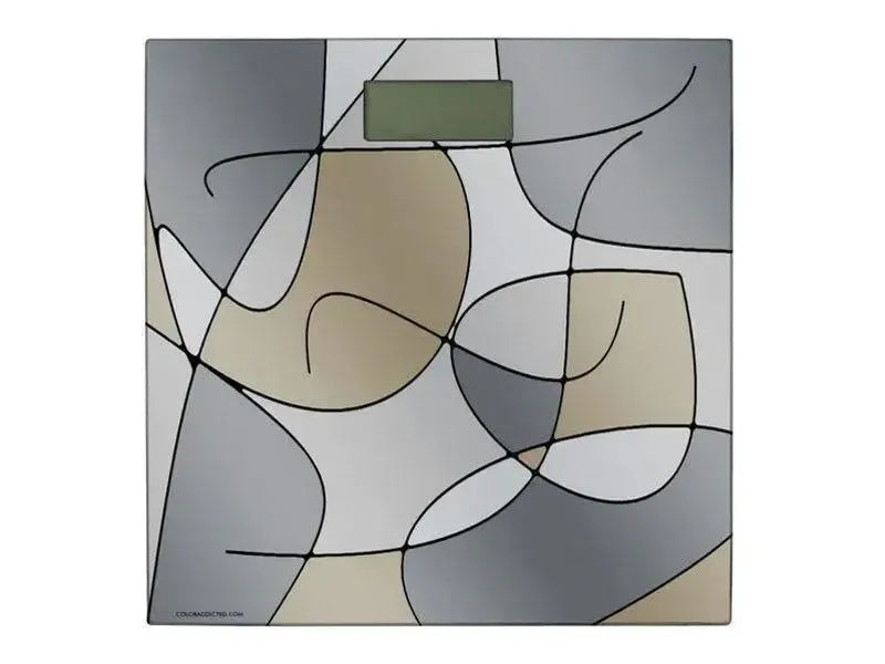 Bathroom Scales-ABSTRACT CURVES #1 Bathroom Scales-Grays & Beiges-from COLORADDICTED.COM-