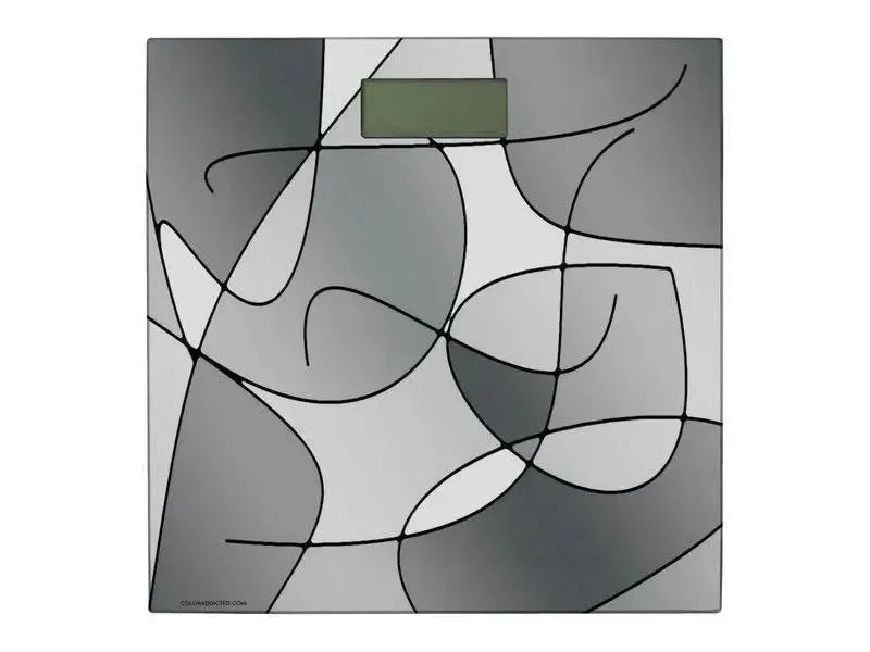 Bathroom Scales-ABSTRACT CURVES #1 Bathroom Scales-Grays & White-from COLORADDICTED.COM-