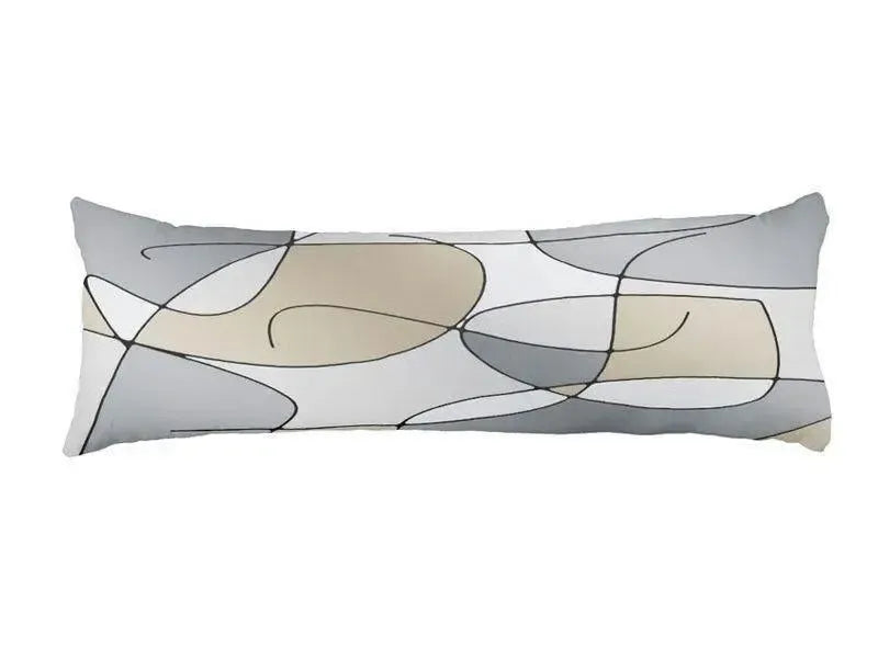 Body Pillows - Dakimakuras-ABSTRACT CURVES #1 Body Pillows - Dakimakuras-Grays & Beiges-from COLORADDICTED.COM-