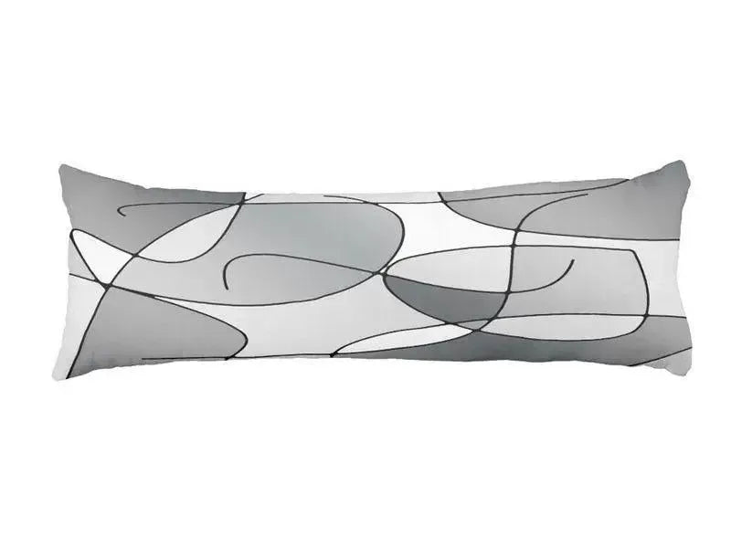 Body Pillows - Dakimakuras-ABSTRACT CURVES #1 Body Pillows - Dakimakuras-Grays & White-from COLORADDICTED.COM-