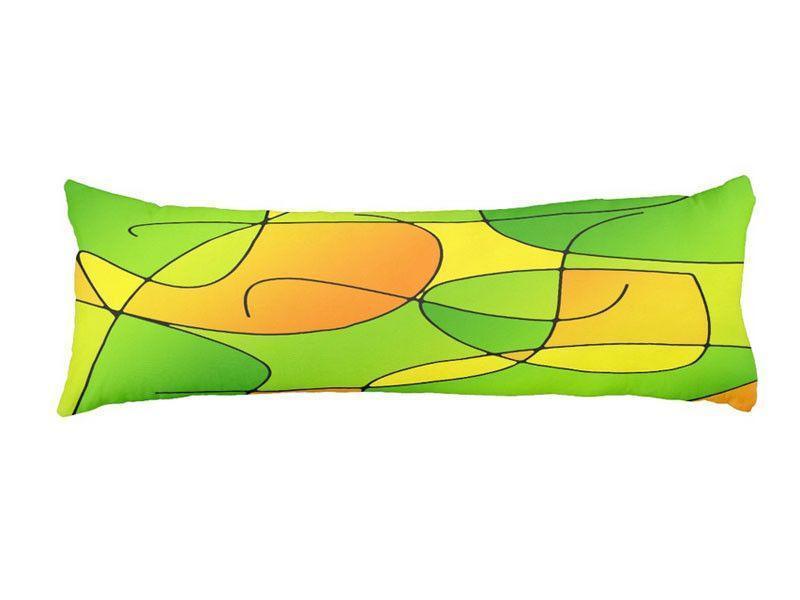 Body Pillows - Dakimakuras-ABSTRACT CURVES #1 Body Pillows - Dakimakuras-Greens &amp; Oranges &amp; Yellows-from COLORADDICTED.COM-