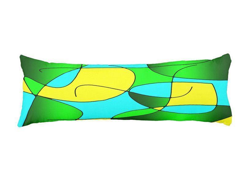 Body Pillows - Dakimakuras-ABSTRACT CURVES #1 Body Pillows - Dakimakuras-Greens &amp; Yellows &amp; Light Blues-from COLORADDICTED.COM-