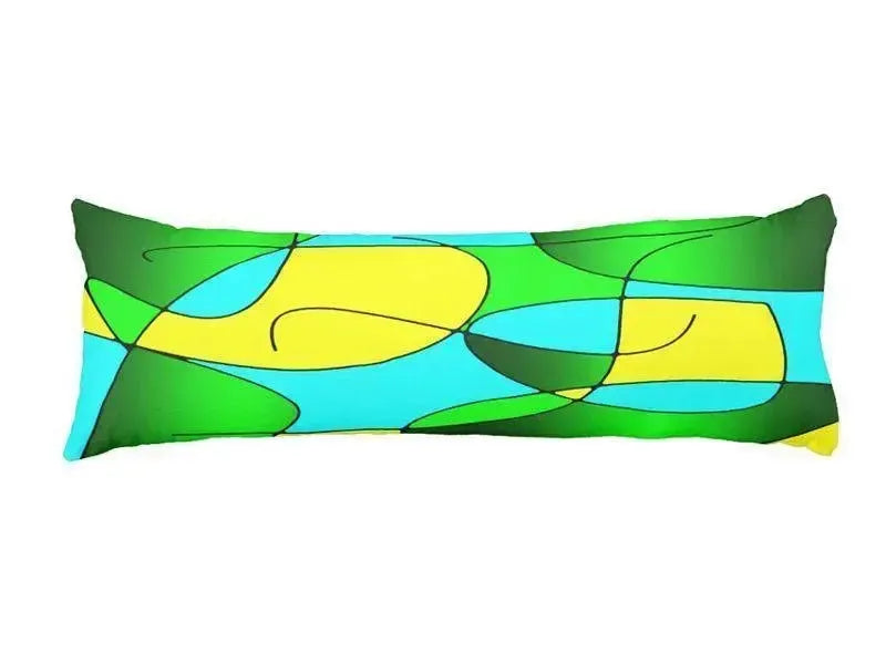 Body Pillows - Dakimakuras-ABSTRACT CURVES #1 Body Pillows - Dakimakuras-Greens & Yellows & Light Blues-from COLORADDICTED.COM-