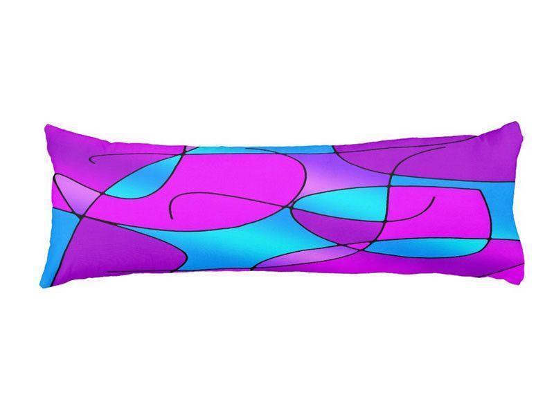 Body Pillows - Dakimakuras-ABSTRACT CURVES #1 Body Pillows - Dakimakuras-Purples & Fuchsias & Magentas & Turquoises-from COLORADDICTED.COM-