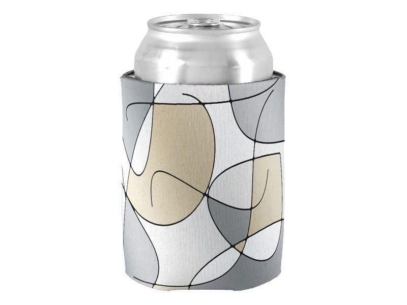 Can Cooler Sleeves – Can Koozies-ABSTRACT CURVES #1 Bottle &amp; Can Cooler Sleeves – Bottle &amp; Can Koozies-Grays &amp; Beiges-from COLORADDICTED.COM-