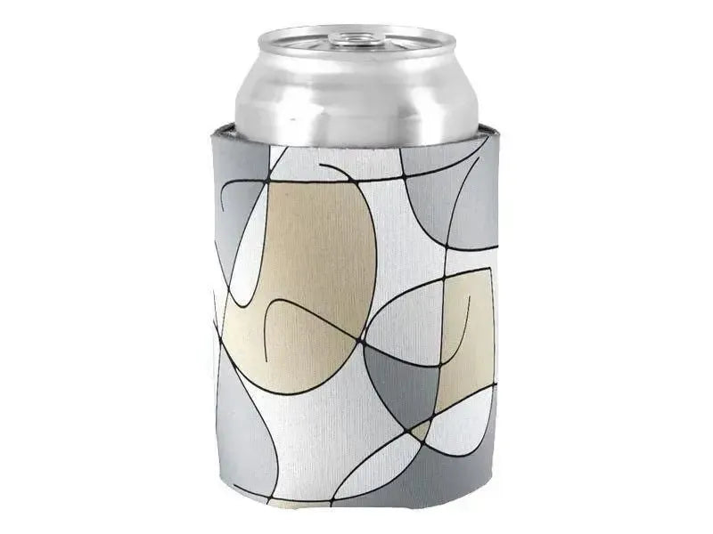 Can Cooler Sleeves – Can Koozies-ABSTRACT CURVES #1 Bottle & Can Cooler Sleeves – Bottle & Can Koozies-Grays & Beiges-from COLORADDICTED.COM-