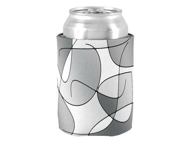 Can Cooler Sleeves – Can Koozies-ABSTRACT CURVES #1 Bottle &amp; Can Cooler Sleeves – Bottle &amp; Can Koozies-Grays &amp; White-from COLORADDICTED.COM-