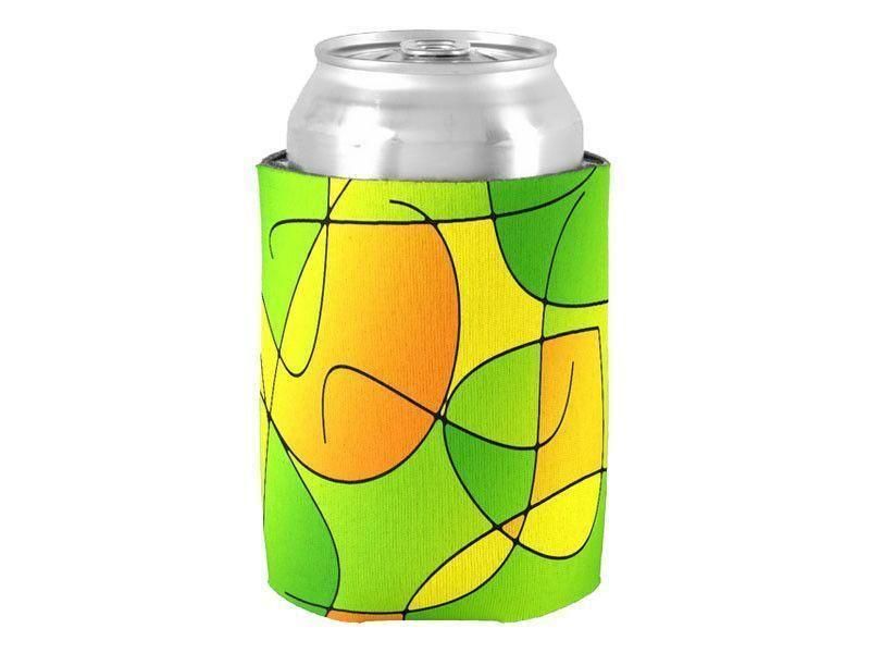 Can Cooler Sleeves – Can Koozies-ABSTRACT CURVES #1 Bottle &amp; Can Cooler Sleeves – Bottle &amp; Can Koozies-Greens &amp; Oranges &amp; Yellows-from COLORADDICTED.COM-