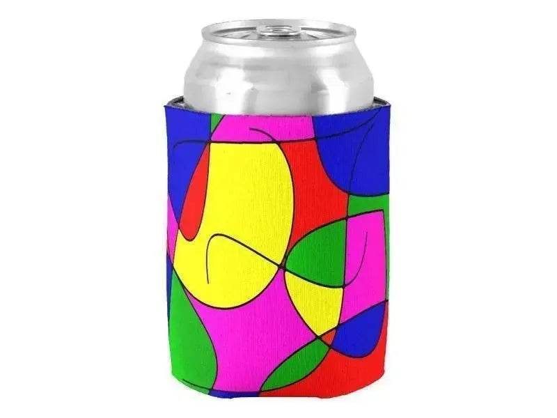 Can Cooler Sleeves – Can Koozies-ABSTRACT CURVES #1 Bottle & Can Cooler Sleeves – Bottle & Can Koozies-Multicolor Bright-from COLORADDICTED.COM-