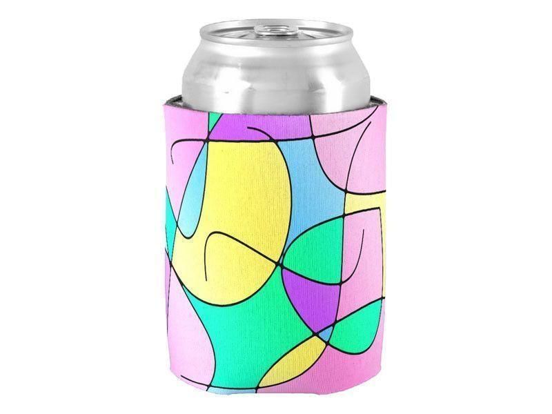 Can Cooler Sleeves – Can Koozies-ABSTRACT CURVES #1 Bottle &amp; Can Cooler Sleeves – Bottle &amp; Can Koozies-Multicolor Light-from COLORADDICTED.COM-