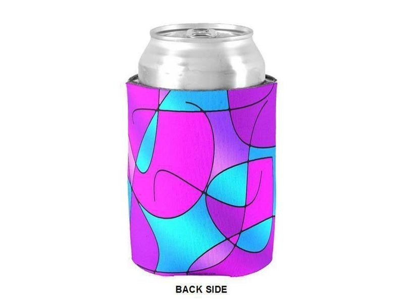 Can Cooler Sleeves – Can Koozies-ABSTRACT CURVES #1 Bottle & Can Cooler Sleeves – Bottle & Can Koozies-Purples & Fuchsias & Magentas & Turquoises-from COLORADDICTED.COM-