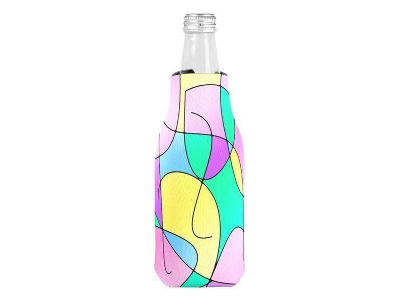Bottle Cooler Sleeves – Bottle Koozies-ABSTRACT CURVES #1 Bottle Cooler Sleeves – Bottle Koozies-Multicolor Light-from COLORADDICTED.COM-
