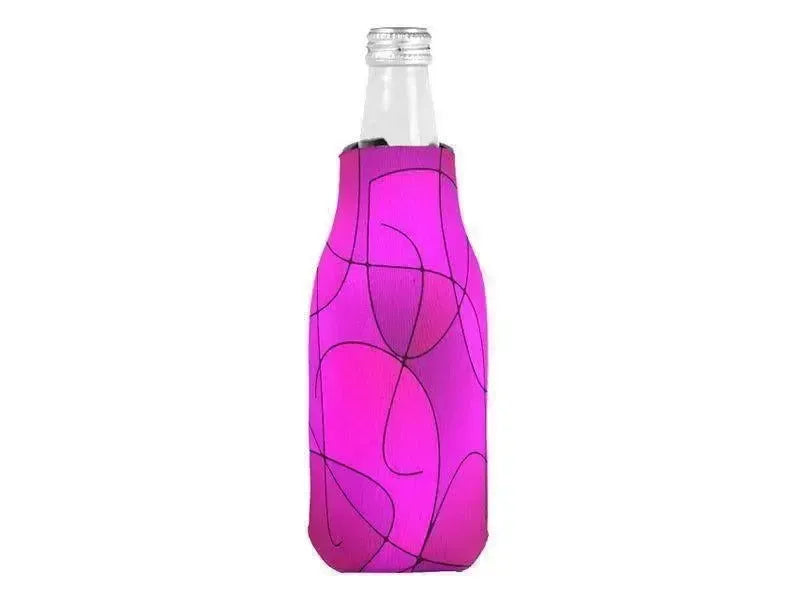 Bottle Cooler Sleeves – Bottle Koozies-ABSTRACT CURVES #1 Bottle Cooler Sleeves – Bottle Koozies-Purples & Fuchsias & Magentas-from COLORADDICTED.COM-