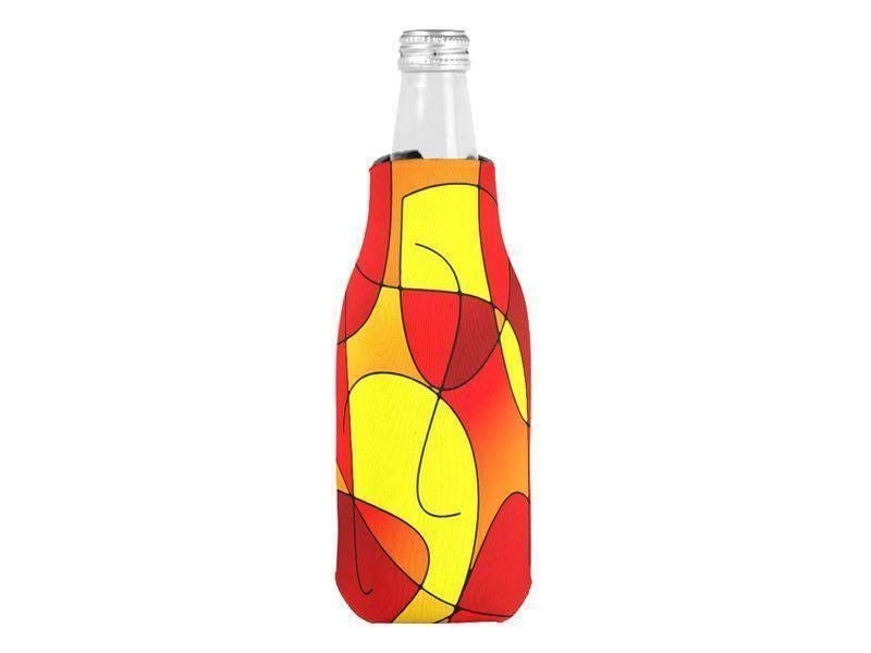 Bottle Cooler Sleeves – Bottle Koozies-ABSTRACT CURVES #1 Bottle Cooler Sleeves – Bottle Koozies-Reds &amp; Oranges &amp; Yellows-from COLORADDICTED.COM-