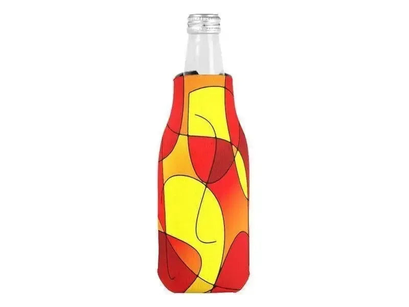 Bottle Cooler Sleeves – Bottle Koozies-ABSTRACT CURVES #1 Bottle Cooler Sleeves – Bottle Koozies-Reds & Oranges & Yellows-from COLORADDICTED.COM-