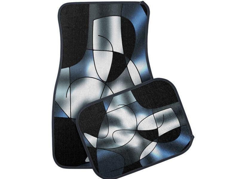Car Mats-ABSTRACT CURVES #1 Car Mats Sets-Black &amp; Grays &amp; White-from COLORADDICTED.COM-