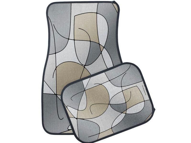 Car Mats-ABSTRACT CURVES #1 Car Mats Sets-Grays &amp; Beiges-from COLORADDICTED.COM-