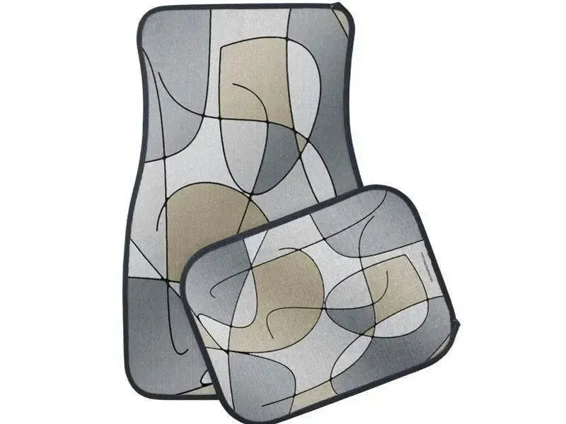 Car Mats-ABSTRACT CURVES #1 Car Mats Sets-Grays & Beiges-from COLORADDICTED.COM-