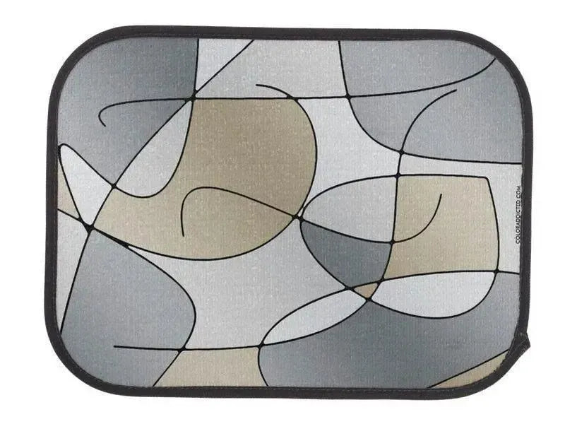 Car Mats-ABSTRACT CURVES #1 Car Mats Sets-Grays & Beiges-from COLORADDICTED.COM-
