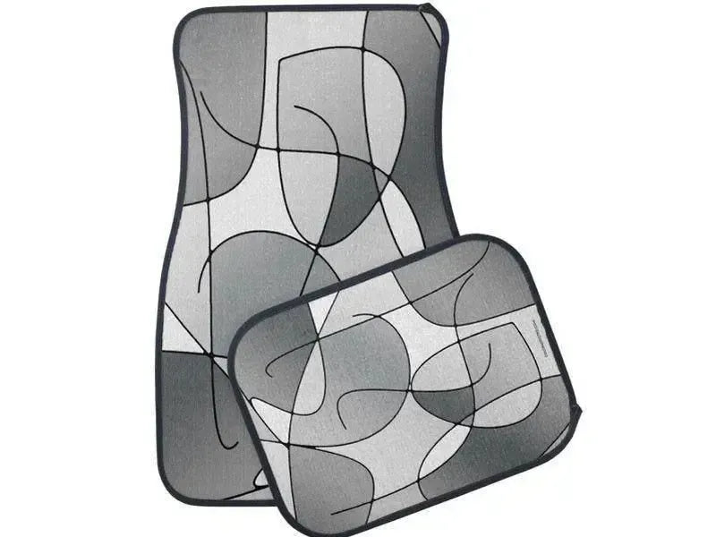 Car Mats-ABSTRACT CURVES #1 Car Mats Sets-Grays & White-from COLORADDICTED.COM-