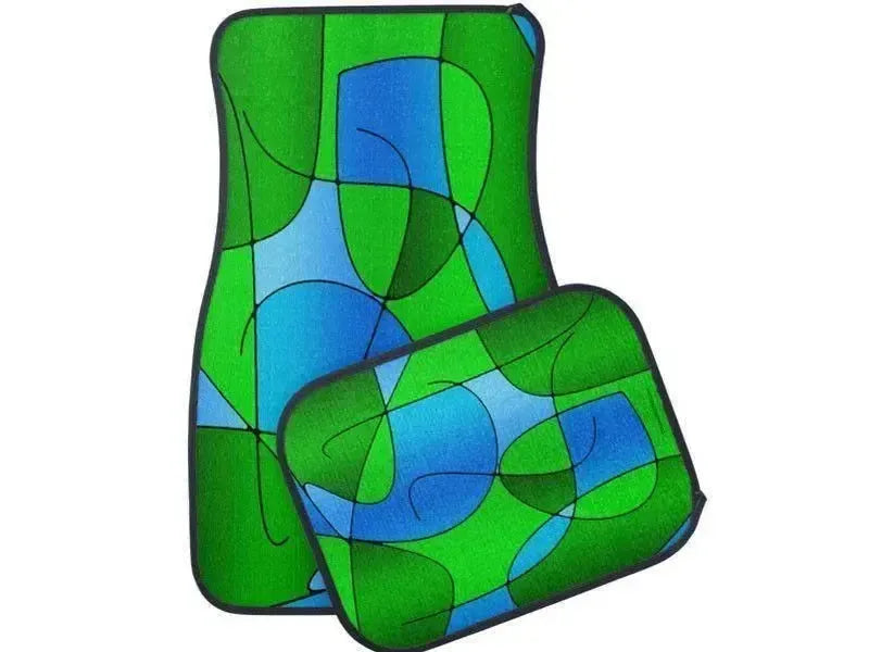 Car Mats-ABSTRACT CURVES #1 Car Mats Sets-Greens & Light Blues-from COLORADDICTED.COM-