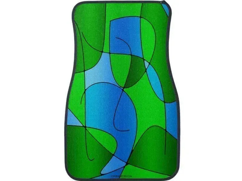Car Mats-ABSTRACT CURVES #1 Car Mats Sets-Greens & Light Blues-from COLORADDICTED.COM-
