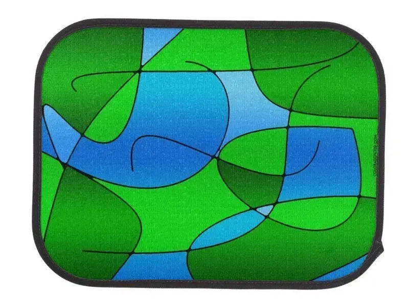 Car Mats-ABSTRACT CURVES #1 Car Mats Sets-Greens & Light Blues-from COLORADDICTED.COM-