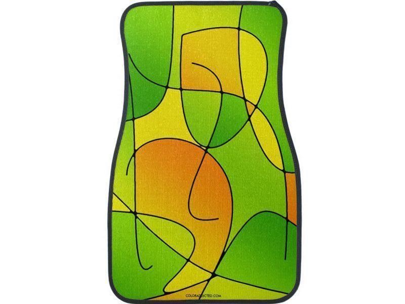 Car Mats-ABSTRACT CURVES #1 Car Mats Sets-Greens &amp; Oranges &amp; Yellows-from COLORADDICTED.COM-