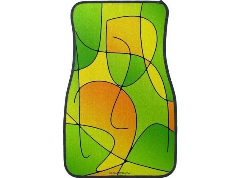 Car Mats-ABSTRACT CURVES #1 Car Mats Sets-Greens & Oranges & Yellows-from COLORADDICTED.COM-