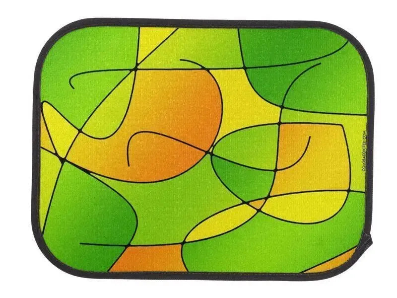 Car Mats-ABSTRACT CURVES #1 Car Mats Sets-Greens & Oranges & Yellows-from COLORADDICTED.COM-