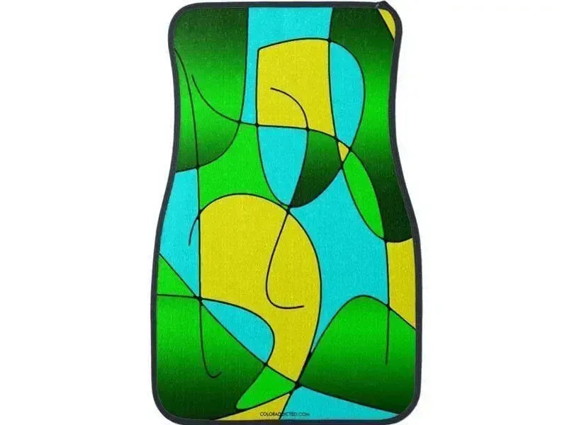 Car Mats-ABSTRACT CURVES #1 Car Mats Sets-Greens & Yellows & Light Blues-from COLORADDICTED.COM-