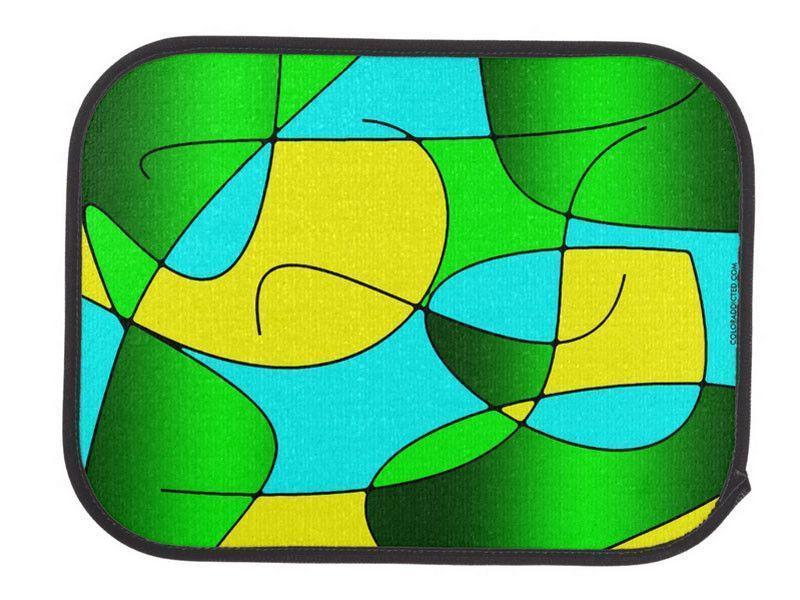 Car Mats-ABSTRACT CURVES #1 Car Mats Sets-Greens &amp; Yellows &amp; Light Blues-from COLORADDICTED.COM-