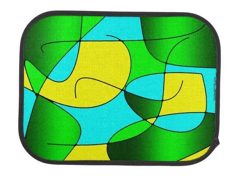 Car Mats-ABSTRACT CURVES #1 Car Mats Sets-Greens & Yellows & Light Blues-from COLORADDICTED.COM-