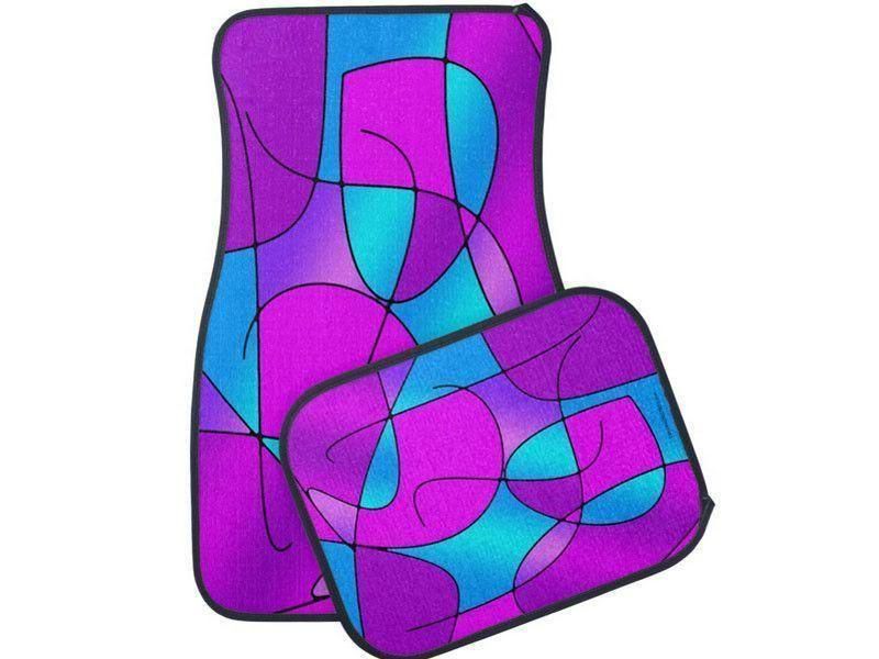 Car Mats-ABSTRACT CURVES #1 Car Mats Sets-Purples & Fuchsias & Magentas & Turquoises-from COLORADDICTED.COM-