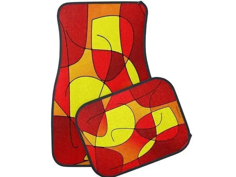 Car Mats-ABSTRACT CURVES #1 Car Mats Sets-Reds & Oranges & Yellows-from COLORADDICTED.COM-