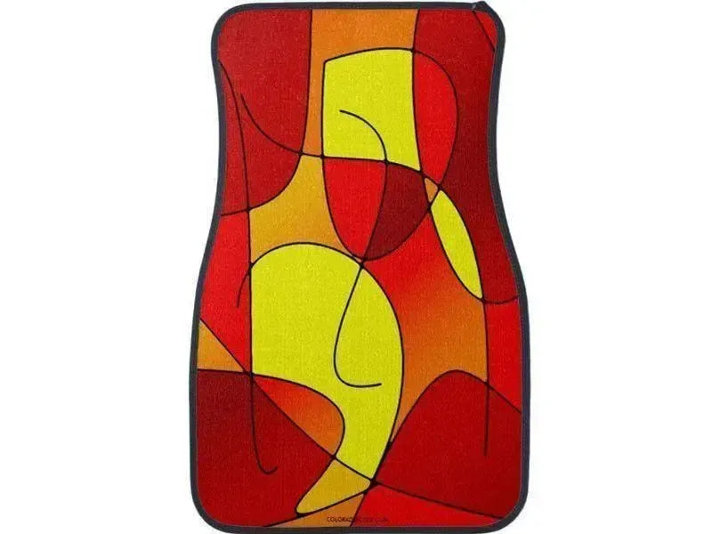 Car Mats-ABSTRACT CURVES #1 Car Mats Sets-Reds & Oranges & Yellows-from COLORADDICTED.COM-