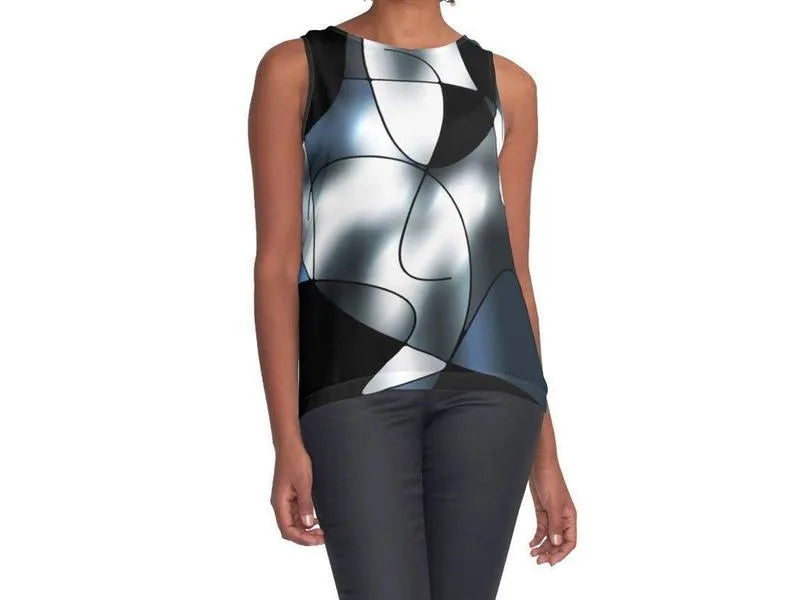 Contrast Tanks-ABSTRACT CURVES #1 Contrast Tanks-Black & Grays & White-from COLORADDICTED.COM-