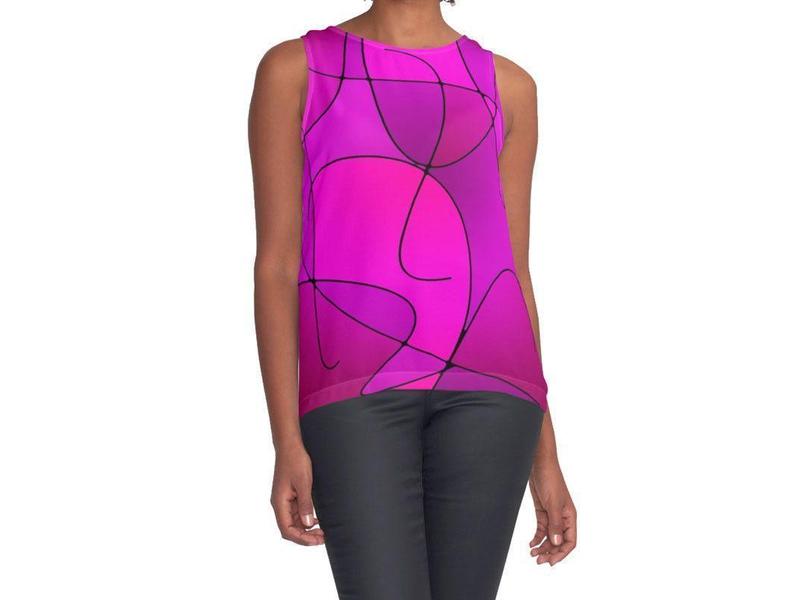 Contrast Tanks-ABSTRACT CURVES #1 Contrast Tanks-Purples &amp; Fuchsias &amp; Magentas-from COLORADDICTED.COM-