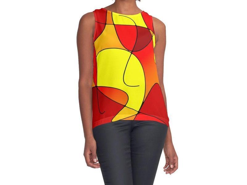 Contrast Tanks-ABSTRACT CURVES #1 Contrast Tanks-Reds &amp; Oranges &amp; Yellows-from COLORADDICTED.COM-