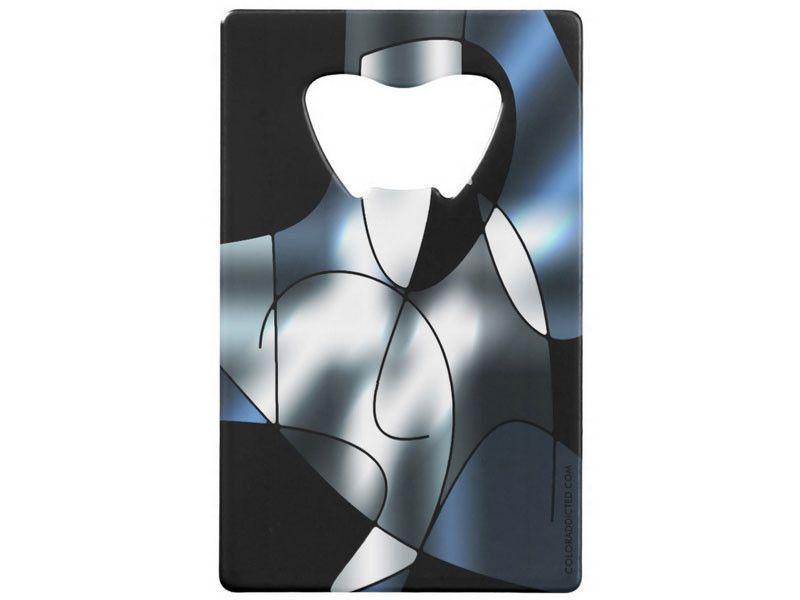 Credit Card Bottle Openers-ABSTRACT CURVES #1 Credit Card Bottle Openers-Black, Grays &amp; White-from COLORADDICTED.COM-