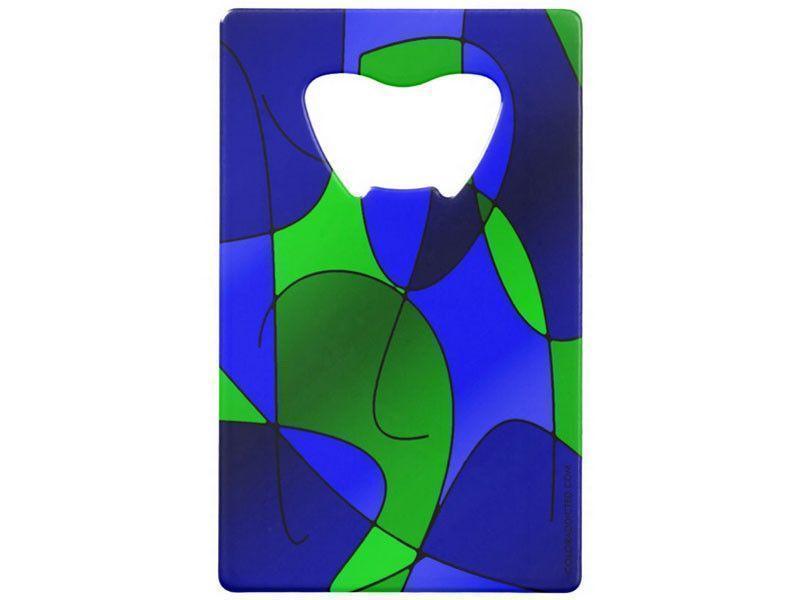 Credit Card Bottle Openers-ABSTRACT CURVES #1 Credit Card Bottle Openers-Blues &amp; Greens-from COLORADDICTED.COM-