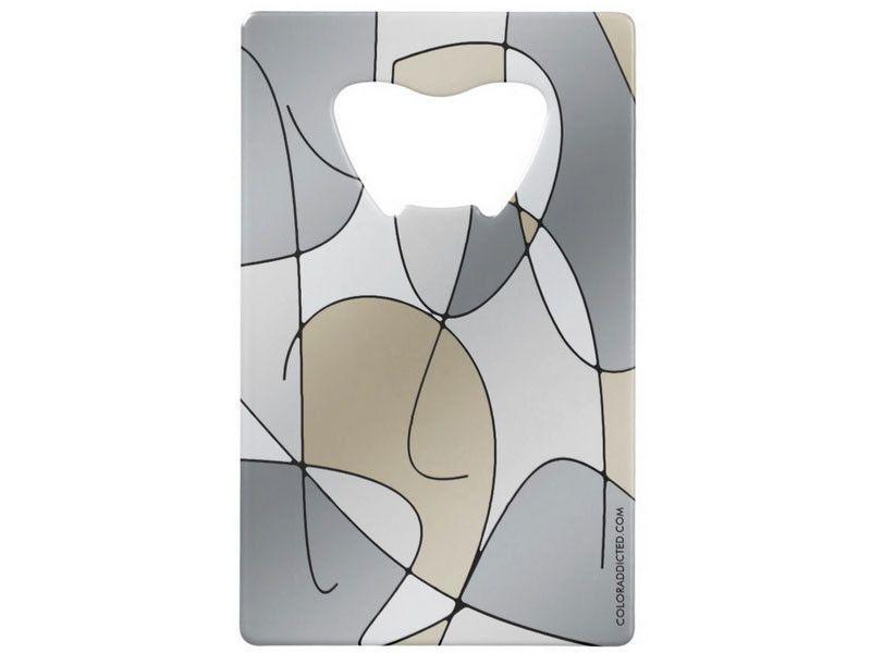 Credit Card Bottle Openers-ABSTRACT CURVES #1 Credit Card Bottle Openers-Grays &amp; Beiges-from COLORADDICTED.COM-