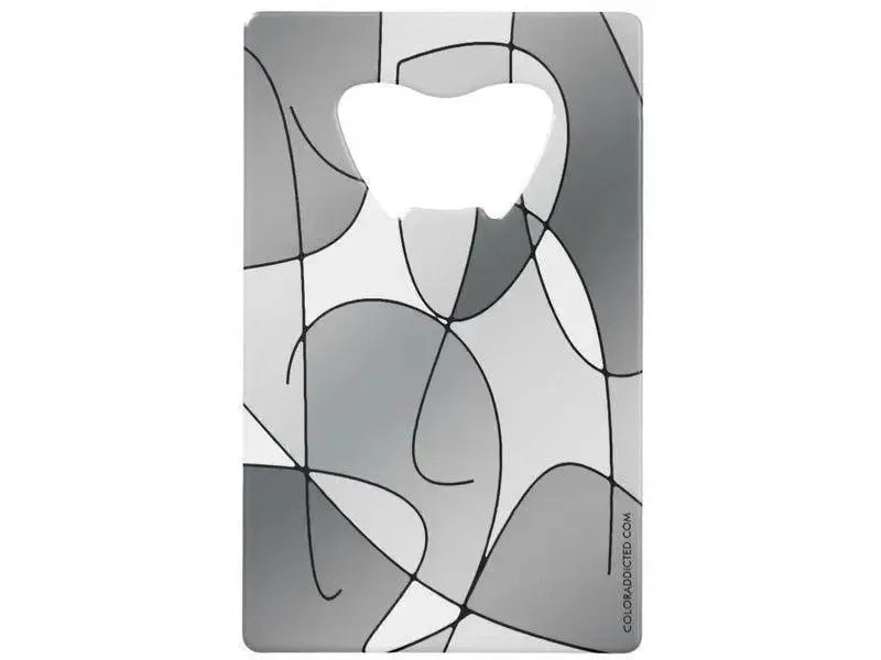 Credit Card Bottle Openers-ABSTRACT CURVES #1 Credit Card Bottle Openers-Grays & White-from COLORADDICTED.COM-