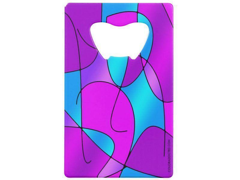 Credit Card Bottle Openers-ABSTRACT CURVES #1 Credit Card Bottle Openers-Purples, Fuchsias, Magentas &amp; Turquoises-from COLORADDICTED.COM-