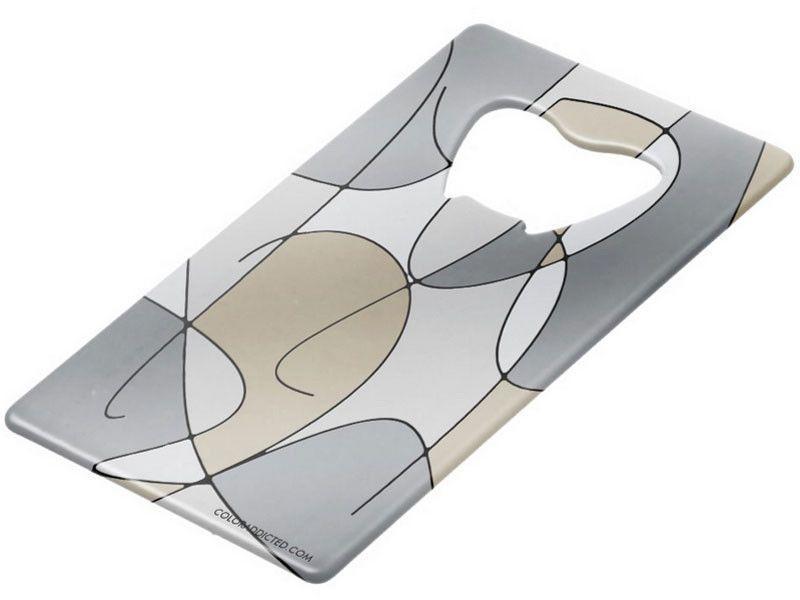 Credit Card Bottle Openers-ABSTRACT CURVES #1 Credit Card Bottle Openers-Grays & Beiges-from COLORADDICTED.COM-